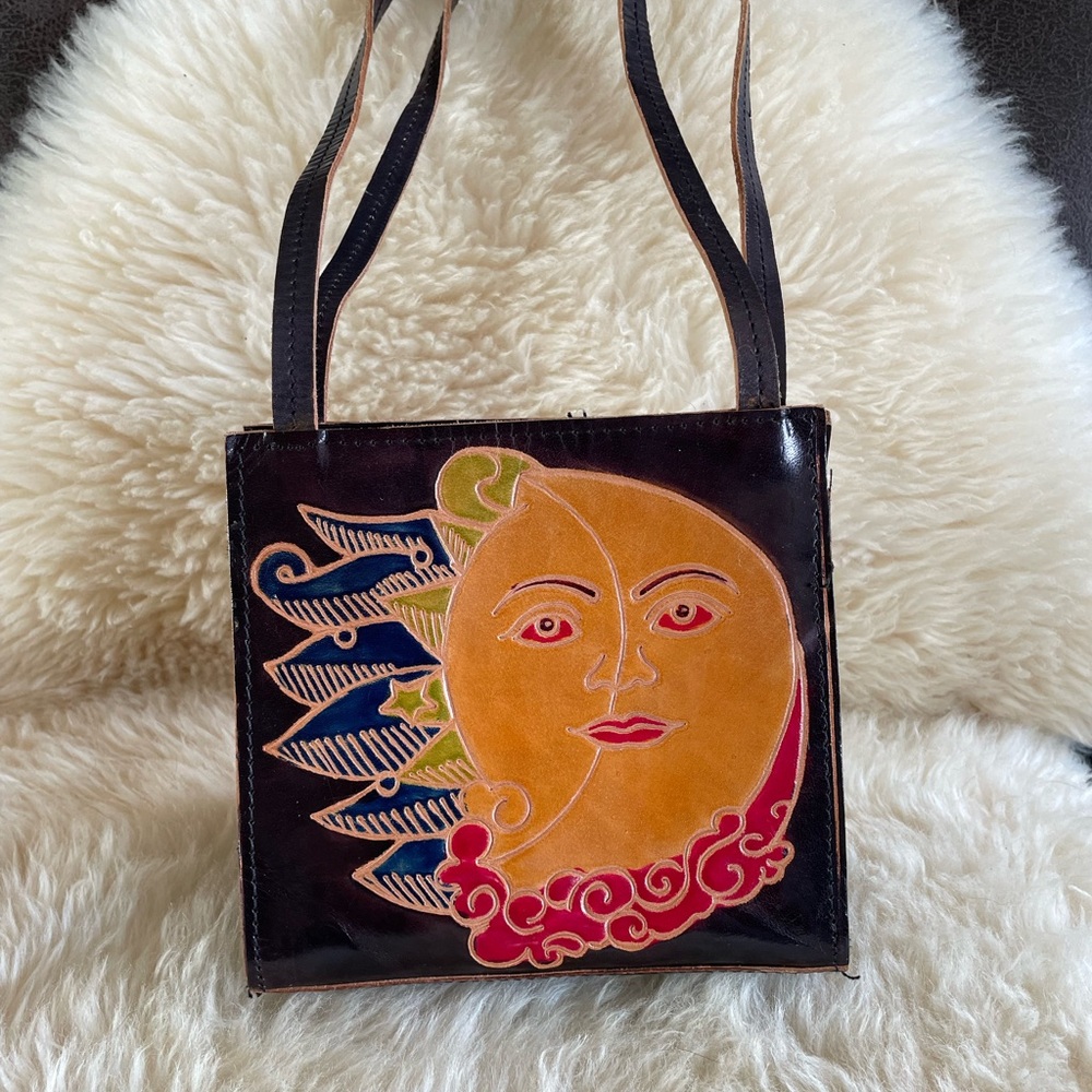 Small Artistic Sun and Moon Leather Bag
